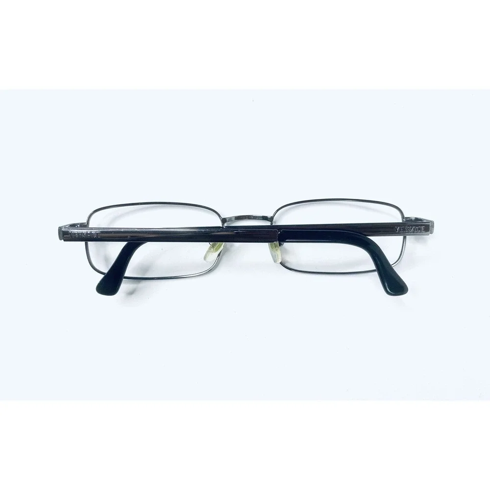 Versace Dark Silver Gun Metal Rectangular Glasses Italy MOD 1001 52 19 135